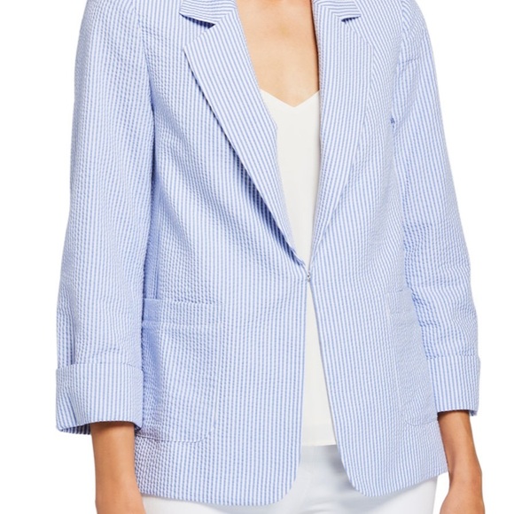Tahari Jackets & Blazers - Tahari ASL Seersucker Jacket in blue & white NWT